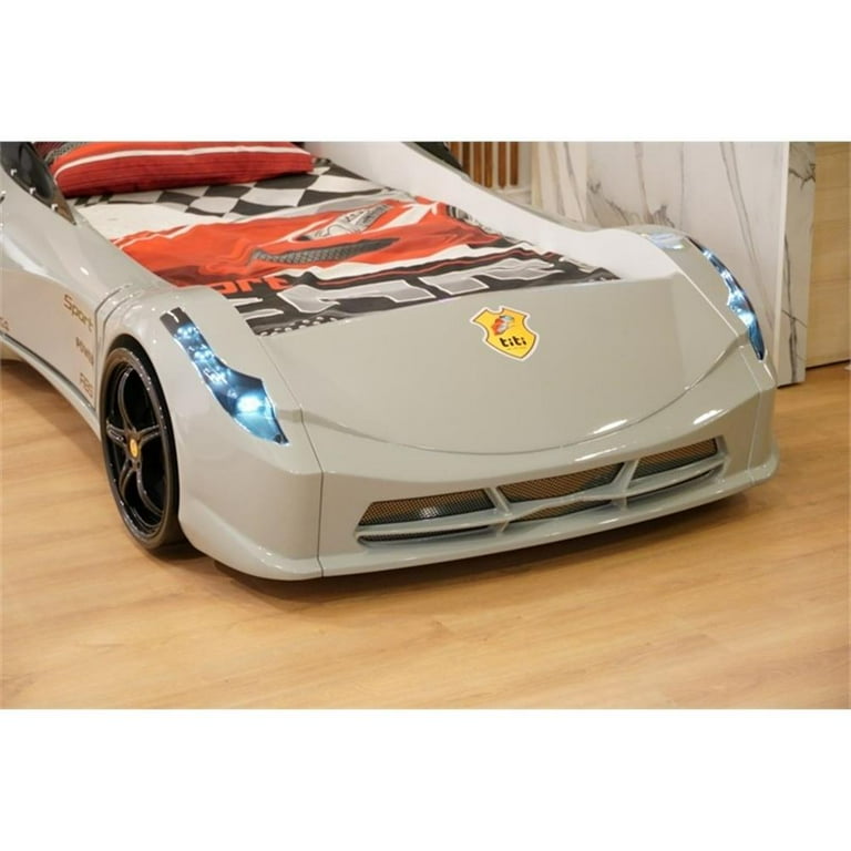Titi Racer Modern Wood TT Twin Race Car Bed with Remote