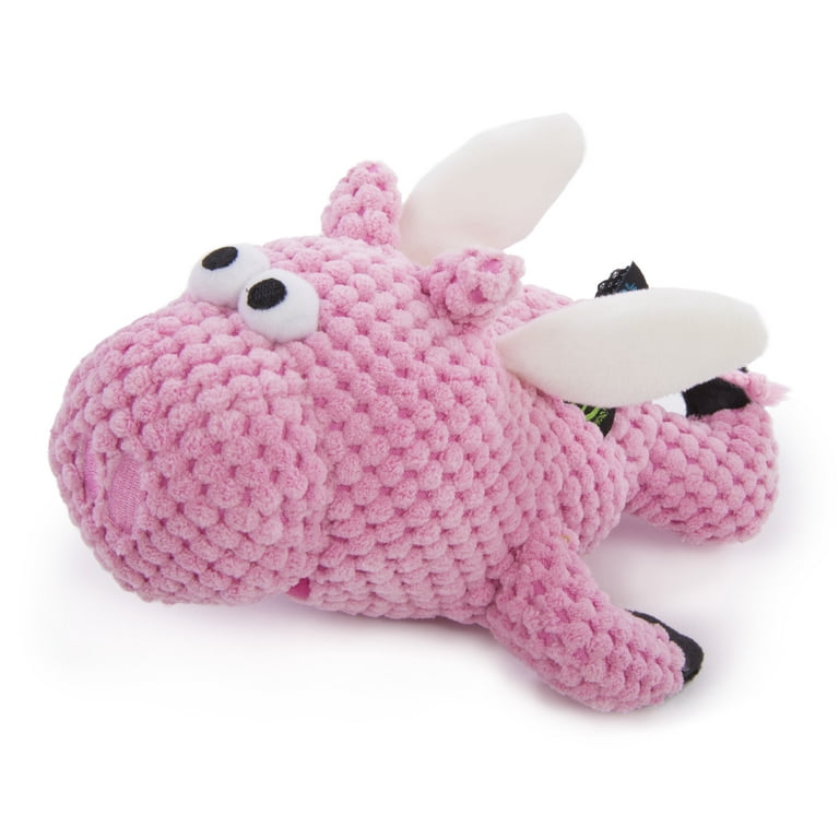 goDog Silent Squeak Flips Dog Toy - Pig/Eleph