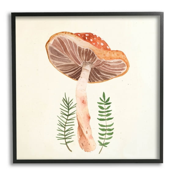 Cottage Mushroom Forest Plants Botanical & Floral Graphic Art Black Framed Art Print Wall Art