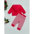 thumbnail image 4 of Qiylii 2Pcs Kids Christmas Fall Outfit, Hooded Sweatshirt+Elastic Stripe Pants, 4 of 9