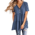 thumbnail image 1 of asjyhkr Womens Short Sleeve Tops Oversized V Neck Loose Fitting Comfy Lightweight Soft Tees Solid Color, 1 of 6