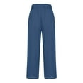 thumbnail image 4 of UYISJ Pants for Women Summer Spring Trendy Elastic Waist Pants Straight Leg Slack Casual Solid Color Lightweight Trousers with Pockets Dark Blue XXL, 4 of 5
