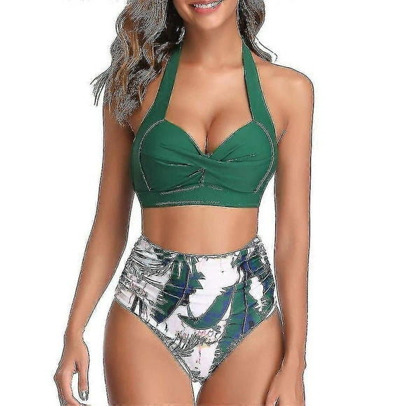 Swimsuits For Women, Women Vintage Swimsuit Two Piece Retro Halter Ruched