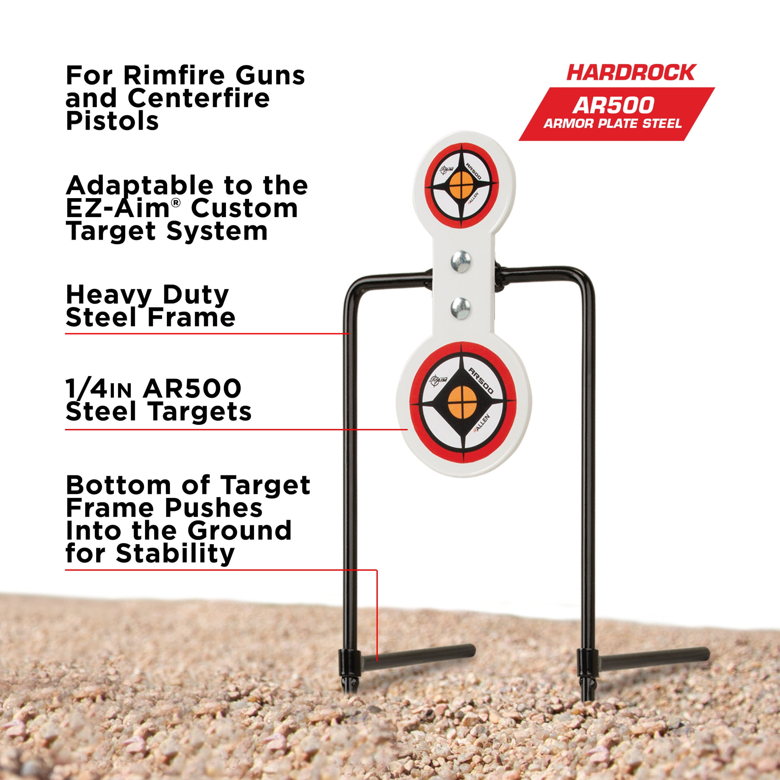 Ez Aim Hardrock Ar500 Spinner Target Stand, 7.38"W X 21.75"H, Multi