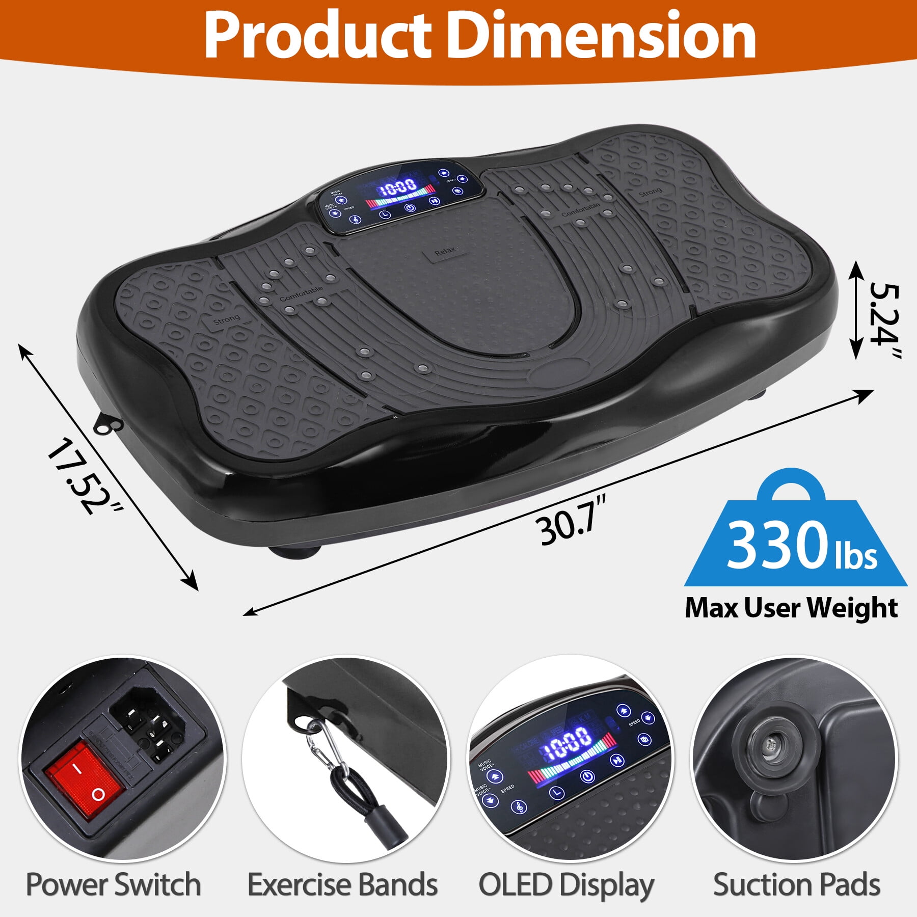 ZENSTYLE Waver Vibration Plate Exercise Machine Whole Body Workout Vibration Fitness Black