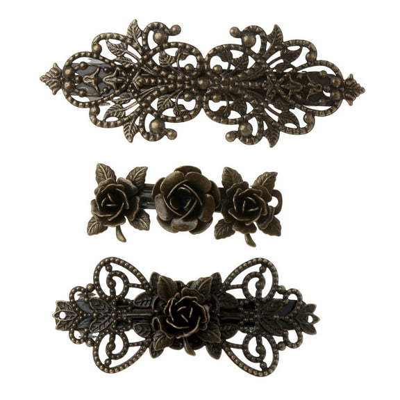 RABBITH 3 Pieces Antique Bronze Women Rose Flower Hair Clips Hairpins Women Hair Jewelry