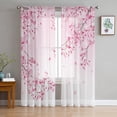 thumbnail image 2 of Japanese Style Sakura Cherry Blossom Pink Flower Sheer Curtains Living Room ration Window Curtain Kitchen Tulle Voile Drapes, 2 of 7