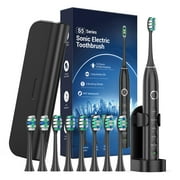 Fronix Electric Toothbrush for Adults with 8 Brush Heads, Sonic Toothbrush Rechargeable with a Holder & Travel Case, 2.5 Hours Charge for 120 Days Use C3