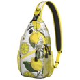 thumbnail image 1 of Bright Yellow Lemon Pattern Travel Sling Backpack, Lightweight Crossbody Bag with Modern Floral Design, Perfect for Summer and Outdoor Activities, 1 of 6