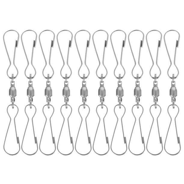 10 ganchos de acero inoxidable para campanas de viento, accesorios giratorios para colgantes (plata)