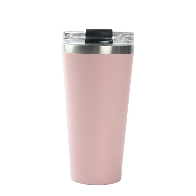 Tasty Double Wall Stainless Steel Insulated Tumbler with Built-In Straw  Lid, 20 Ounce, Pink/Dark Pink 