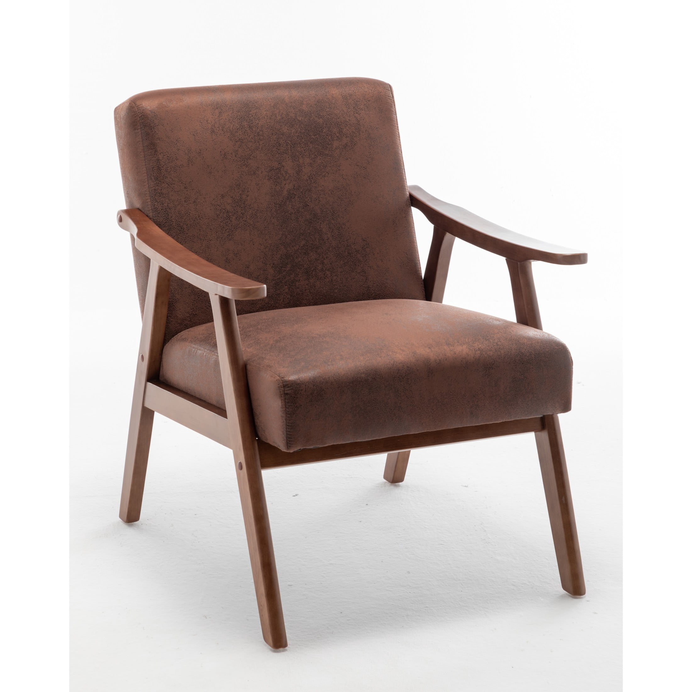 GDF Studio Mid-Century Modern Accent Chair with Microfiber Upholstery & Solid Wood Frame, Light Brown