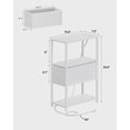 thumbnail image 2 of Small Narrow End Table with Charging Station, Set of 2, Side Table with Outlets, Nightstand with Cloth Drawer, Couch Table, for Living Room, Bedroom, Bedside, White, 2 of 9