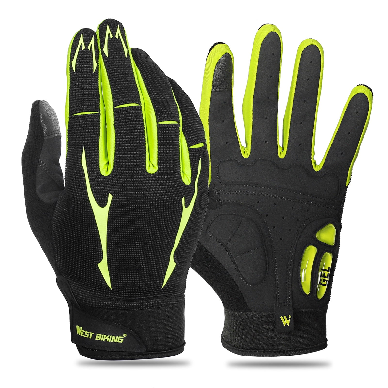 1 Pair Men's Full Finger MTB Bike Cycling Gloves Gel Long Touchscreen Gloves 