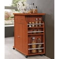 thumbnail image 4 of Hodedah Contemporary Wooden Kitchen Cart with Spice Rack in Cherry Finish, 4 of 7