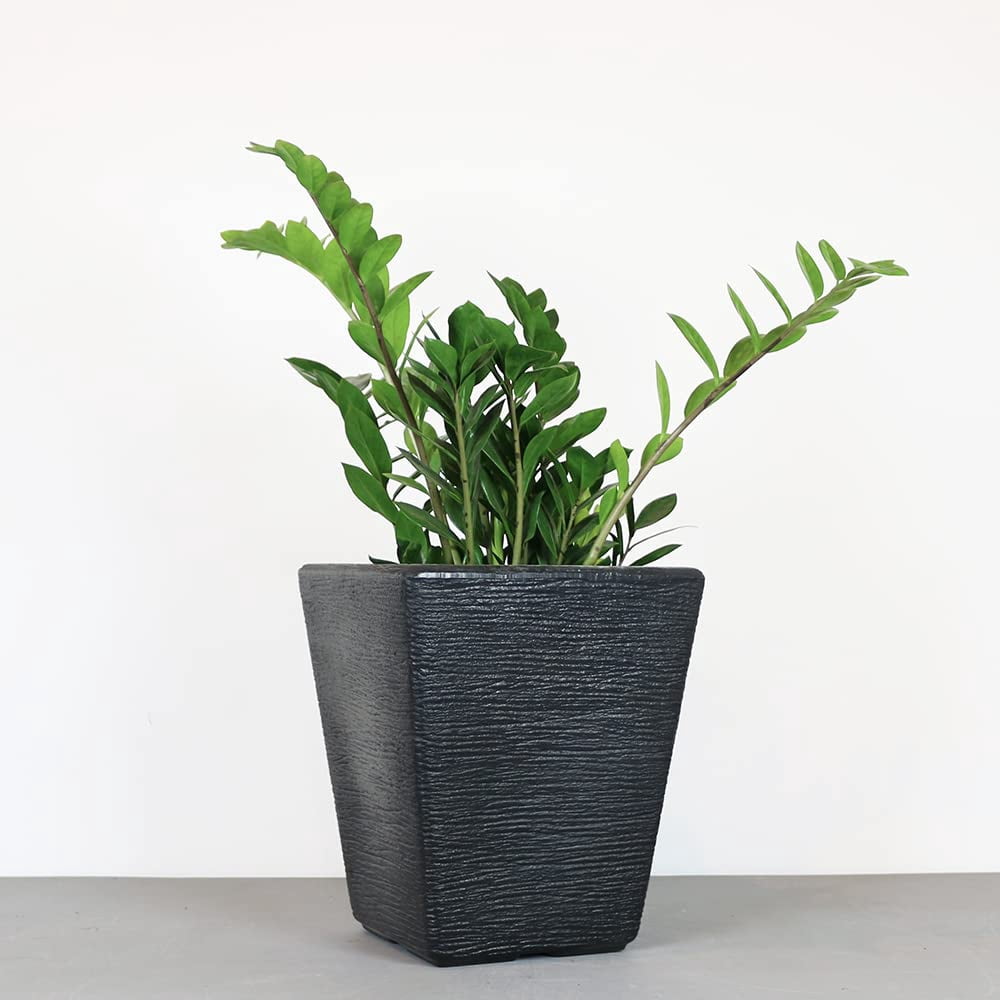 Ecobo 13.8 inches Eco-Friendly Rectangular Pot Planter, Elemento Indoor/Outdoor use, Durable, Versatile & Lightweight, Designed by Brazilian Artisans, Contemporary All-Weather Desgn - Black