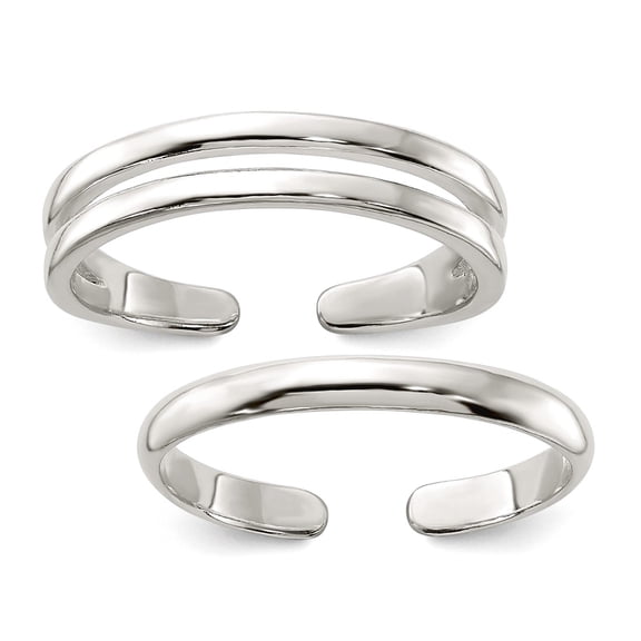 925 Sterling Silver Polished Set Of 2 toe rings toe ring for Women - 2.2 Grams