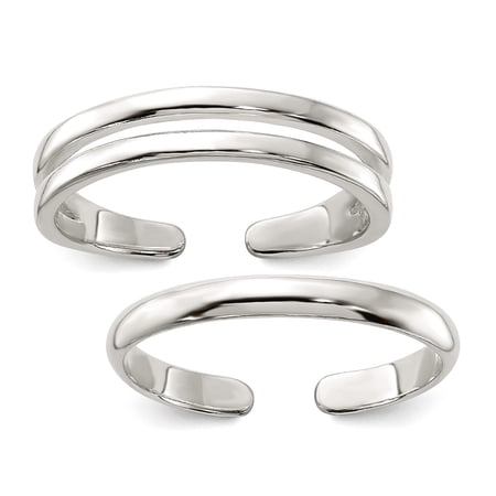 925 Sterling Silver Polished Set Of 2 toe rings toe ring for Women - 2.2 Grams