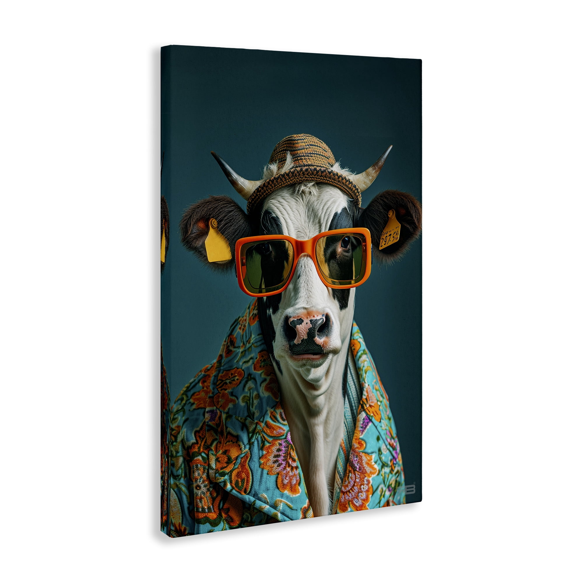 Stupell Industries Cool Trendy Cow Animals & Insects Painting Gallery Wrapped Canvas Art Print Wall Art, 16 x 24