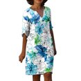 thumbnail image 1 of Robe de Mode pour Femmes Coton Lin Été Rétro Décontracté Pull Imprimé Sexy Manches Courtes Robe, 1 of 4