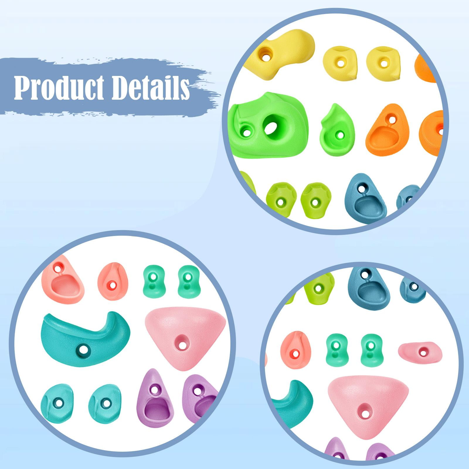 25 Pieces Rock Climbing Holds Wall Grips Multi Size PP Material for Kids Adults Indoor Outdoor Playground