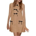 thumbnail image 1 of Ovzne Robes pour Femmes Robe de Plage Robe d'Été Sans Manches Mini Robe Décontractée à Nœud Col Rond Ample en Tricot avec Poches Robe de Vacances en Liquidation, 1 of 6