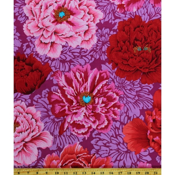 Cotton Kaffe Fassett Brocade Peony Floral Nature Multicolor Cotton Fabric Print by the Yard (PWPJ062.HOT)