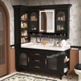 thumbnail image 4 of Mueble de baño Retro francés de roble, combinación de lavabo de baño, mueble de lavabo de piso a techo, mueble con espejo inteligente de pizarra, 4 of 4