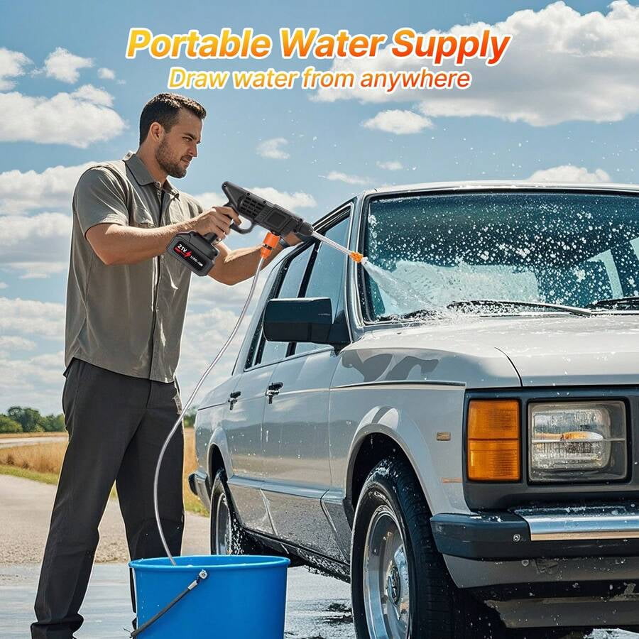 3-In-1 Nozzle Handheld Cordless Power Pressure Washer, Portable Cordless Power Cleaning Tool With 435PSI Water Lance, Foam Cannon, 2 Batteries 15000mAh Batteries