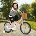 thumbnail image 2 of Gymax Vélo pour Enfants 16 Pieds' avec Guidon, Selle, Panier et Sonnette Réglables en Hauteur, Roues Stabilisatrices, Rose, 2 of 10