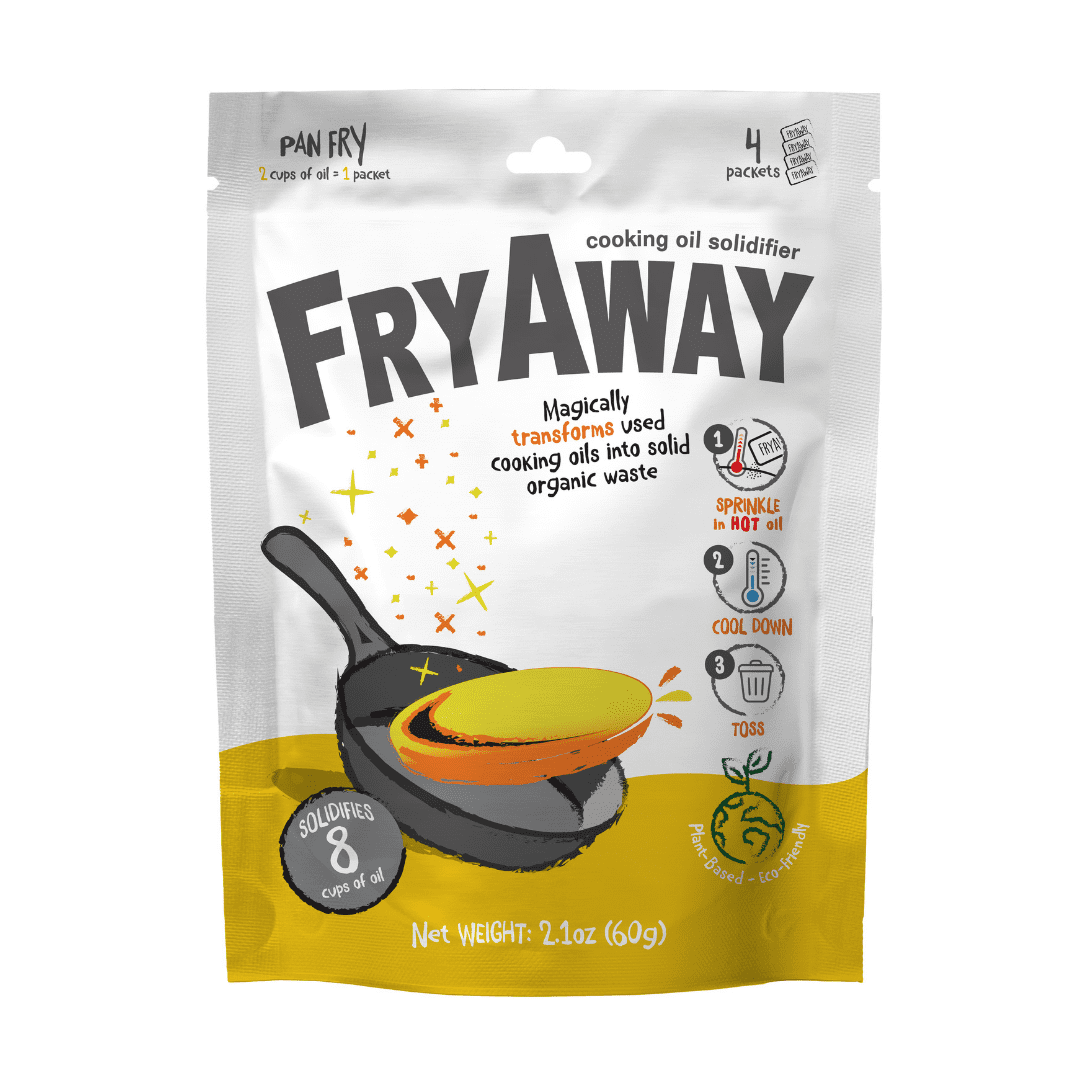 FryAway Pan Fry Cooking Oil Solidifier, Easy Oil Disposal, 4 Packets