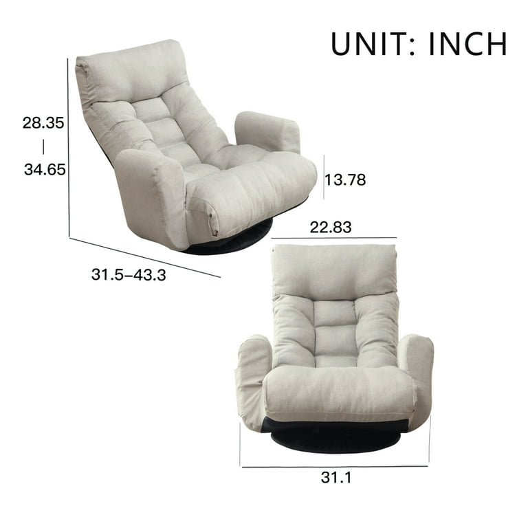 Swivel Japanese Floor Chair, Single Lounge Leisure Sofa with