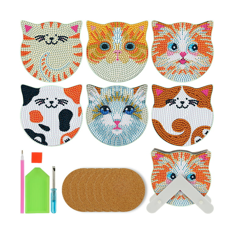 8pcs 3D Cats Diamond Painting Coasters Kits With Holder DIY Cat Diamond Art  Coaster Non Slip Coaster For Adults Diamond Painting Kits Supplies For Chr