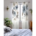 thumbnail image 3 of Blue Brown Spring Floral Sheer Curtains 63 Inch Length 2 Panels Set for Living Room/Bedroom, Watercolor Summer Botanical Kitchen Curtains Grommet Semi-Sheer Curtains Window Treatments 42"x63"x2, 3 of 7
