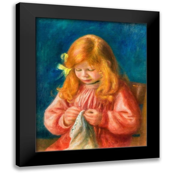 Renoir, Pierre-Auguste 12x14 Black Modern Framed Museum Art Print Titled - Jean Renoir Sewing 1900