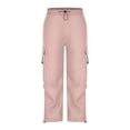 thumbnail image 5 of Mifsaly Women's Cargo Pants High Waisted Parachute Pants Lightweight Relaxed Fit Baggy Athletic Joggers with Pockets for Outdoor Camping and Streetwear Pink,XS, 5 of 7