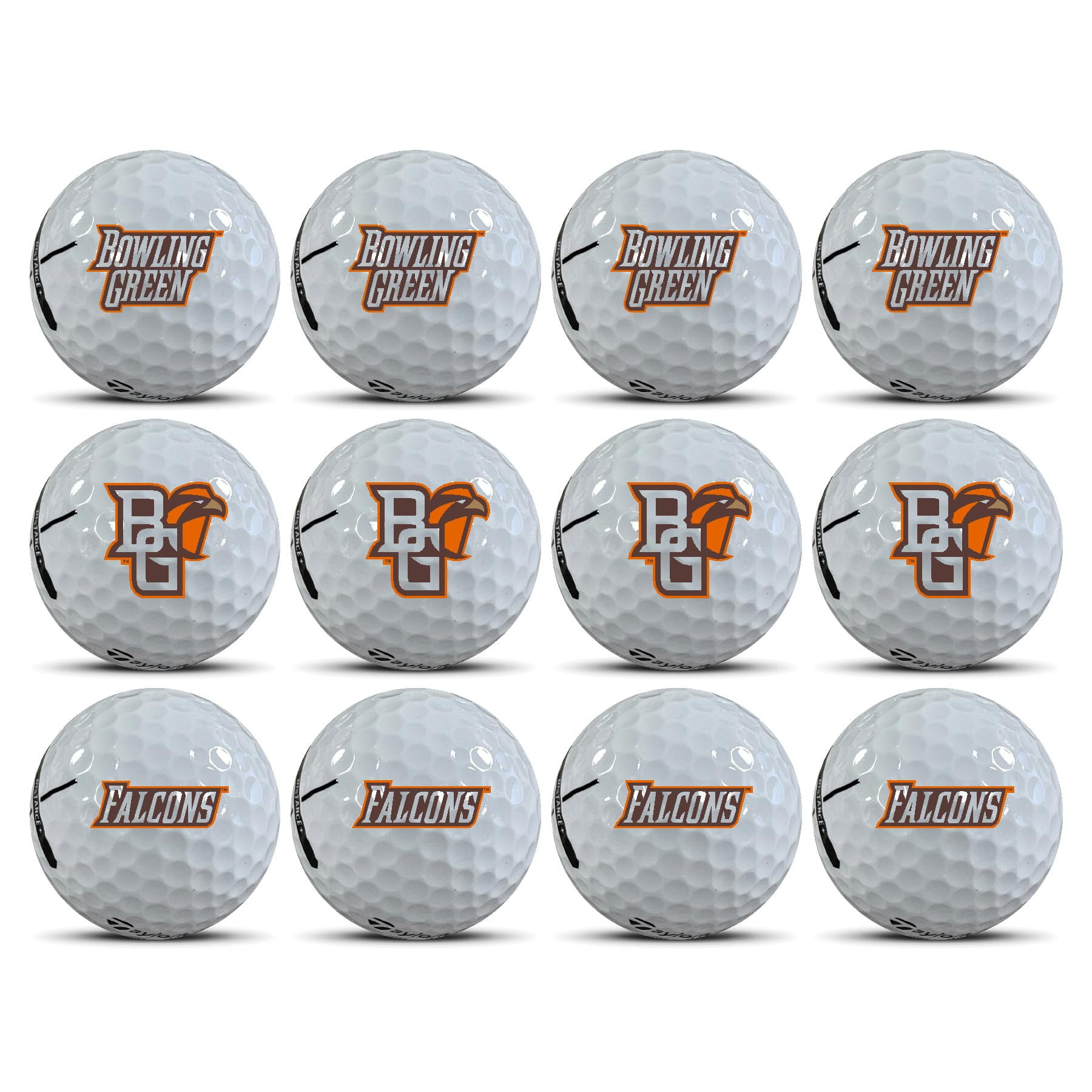 Bowling Green State University Falcons Logo Edition Taylormade Distance+ Golf Balls 12-Pack (Dozen)