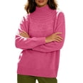 thumbnail image 3 of Women Long Sleeve Warm Pullover Solid Color Seamless Winter Semi-high Neck Knitted Pullover Long-sleeved Sweater Base Layer, 3 of 8