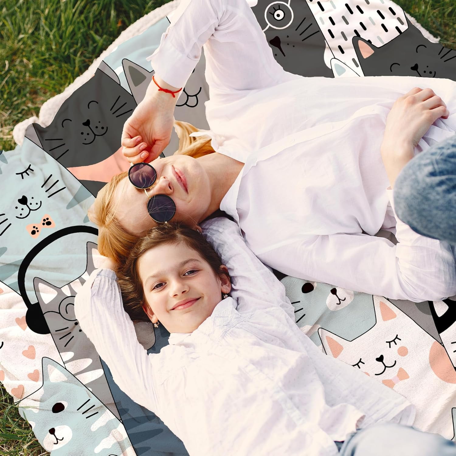 Cat Blanket Ultra Soft Flannel Merch Cat Throw Blanket Stuff Gifts for Cat Lovers for Girls Women Kids Boys Adults 60"X 50"