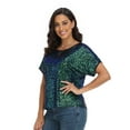 thumbnail image 3 of PrettyGuide Women's Sparkly Sequin Tops Short Sleeve Glitter Loose Party Shirt Blouse Boat Neck Dressy Top, 3 of 6