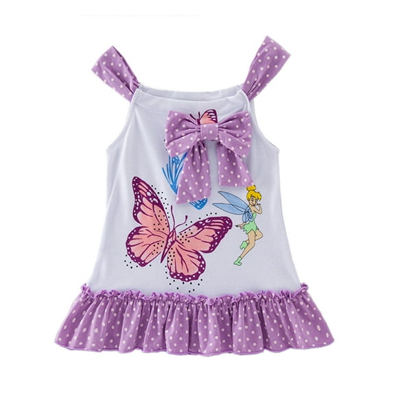 StylesILove Baby Toddler Girl Sleeveless Bowknot Butterfly Print Cotton Dress (100/18-24 Months)