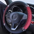 thumbnail image 2 of Bling Soft Leather Steering Wheel Cover 15 Inch with Sparkly Diamond Rhinestones for Women and Girls – Elastic Car Accessory for Most Cars (Wine Red), 2 of 8
