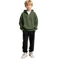 thumbnail image 4 of Cethrio Hoodies for Boy, Half-zip Casual Pullover Long Sleeve Boys Sweatshirts Army Green Size 14, 4 of 4