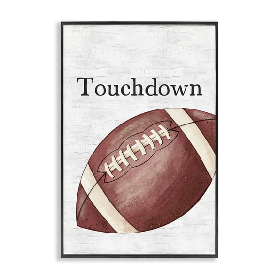 Stupell Industries Touchdown with Football Sports Painting Black Framed Art Print Wall Art, 12 x 18