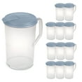 thumbnail image 1 of Sterilite 12 Pack 1 Gal Round Pitcher, Flip Lid Drink Dispenser Jug, Washed Blue, 1 of 6