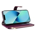 thumbnail image 2 of Wallet Case for iPhone 14, PU Leather RFID Blocking Card Slots Zipper Pocket Magnetic Buckle Kickstand Shoulder Strap & Wrist Strap Rugged Phone Cover for iPhone 14, Purple, 2 of 11