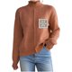 thumbnail image 2 of Suéter de cuello alto para mujer, blusas con empalmes de encaje, camiseta de cuello alto, suéter casual de moda, top acrílico para mujer, 2 of 6