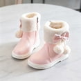thumbnail image 4 of Spazoro Girls Faux Fur Lined Snow Boots, Side Zipper Non Slip Winter Cute Decor Casual Outdoor Shoes for Toddler Little Big Kids Pink Size 10, 4 of 7