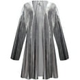 thumbnail image 1 of Women's Plus size 3x Tall Maxi Cardigan Straight Silver Metallic Slinky Flowy Drape Duster Sweater Made in USA, 1 of 4