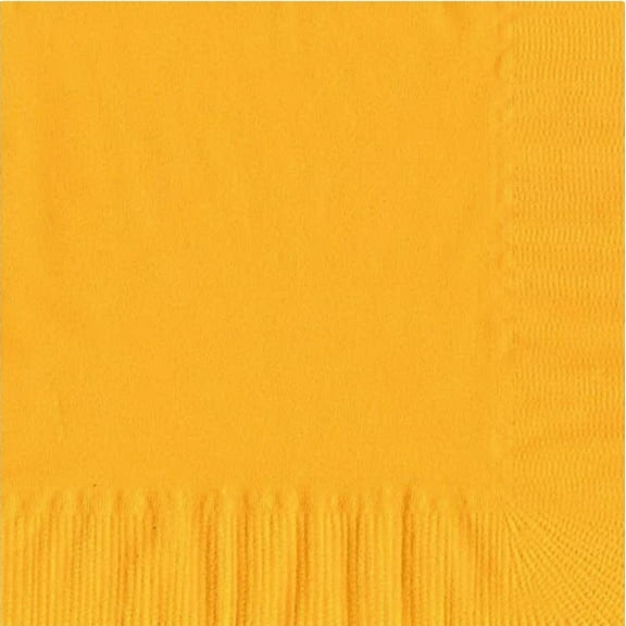 600 - (12 Pks of 50) 2 Ply Plain Solid Colors Luncheon Dinner Napkins Paper - Harvest/School Bus Yellow